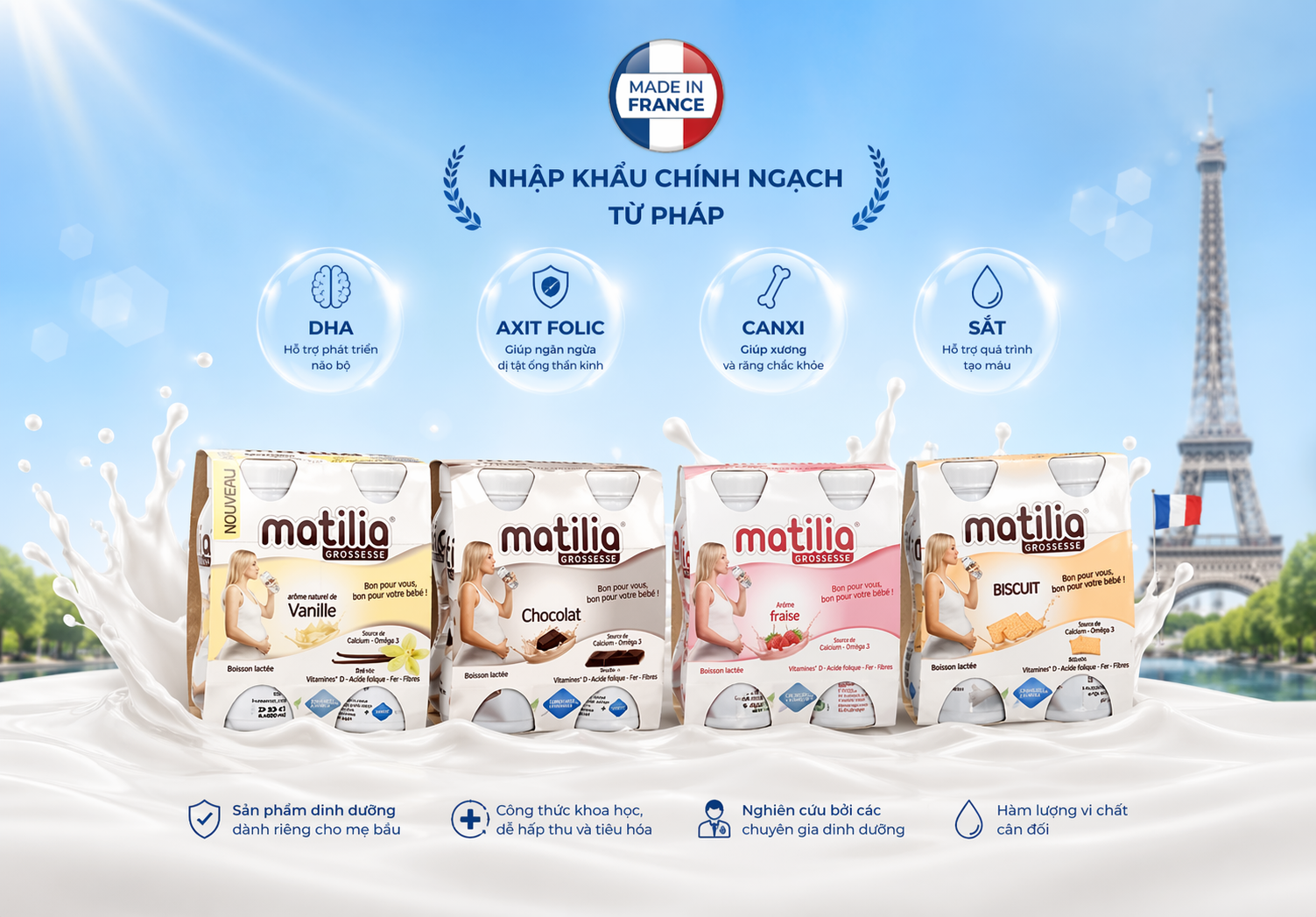 Sữa bầu Matilia nhập khẩu chính ngạch từ Pháp