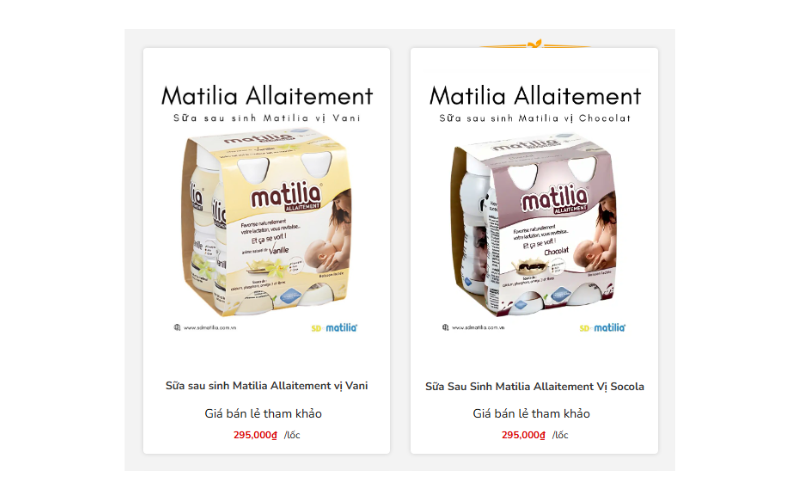 Sữa sau sinh Matilia là sản phẩm sữa dinh dưỡng của thương hiệu Laboratoire France BéBé Nutrition đến từ Pháp