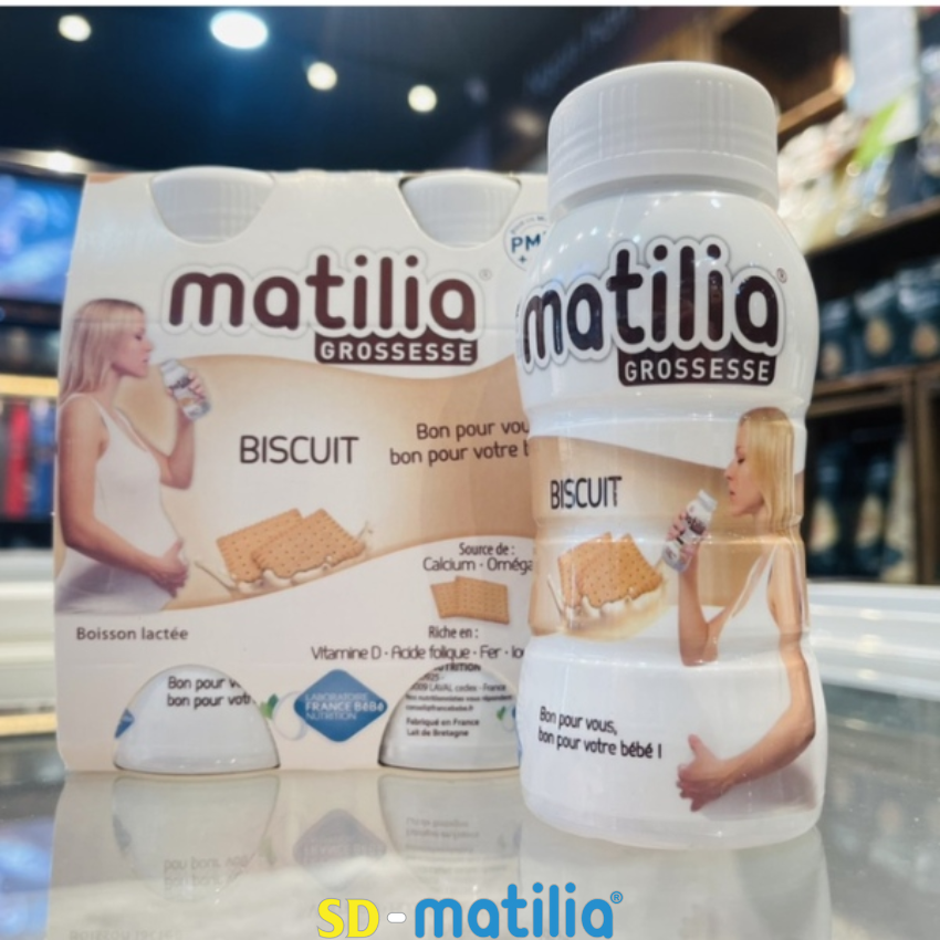 Sữa bầu Matilia Grossesse vị Biscuit với hương vị thơm ngon, dịu nhẹ giúp mẹ giảm cản giác nghén khi mang thai