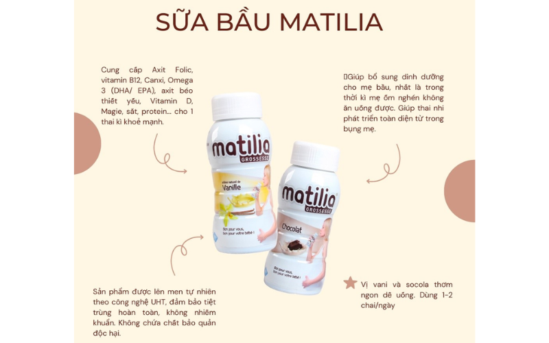 Sữa bầu Matilia có đầy đủ các dưỡng chất thiết yếu cho mẹ và bé