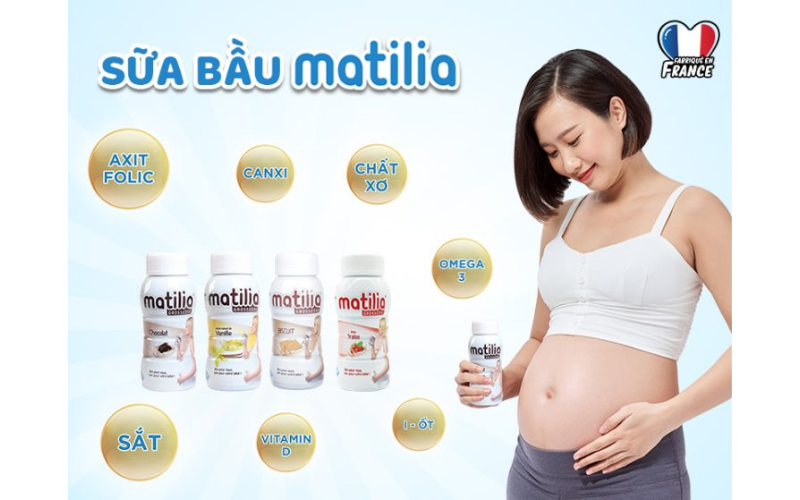 Sữa bầu Matilia chứa các thành phần dinh dưỡng quan trọng như Omega-3, DHA, EPA, Vitamin B12, Axit folic, Vitamin D, Sắt, Canxi