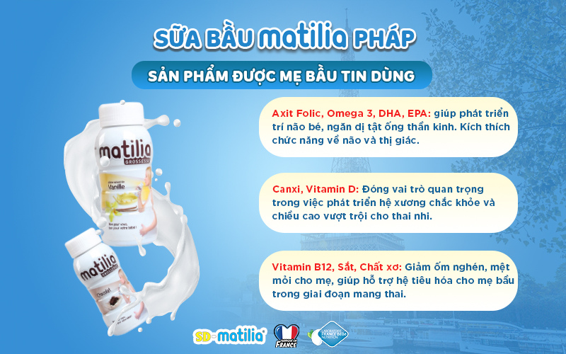 Sữa bầu Matilia được sản xuất bởi Laboratoire France BéBé Nutrition, một công ty nổi tiếng tại Pháp