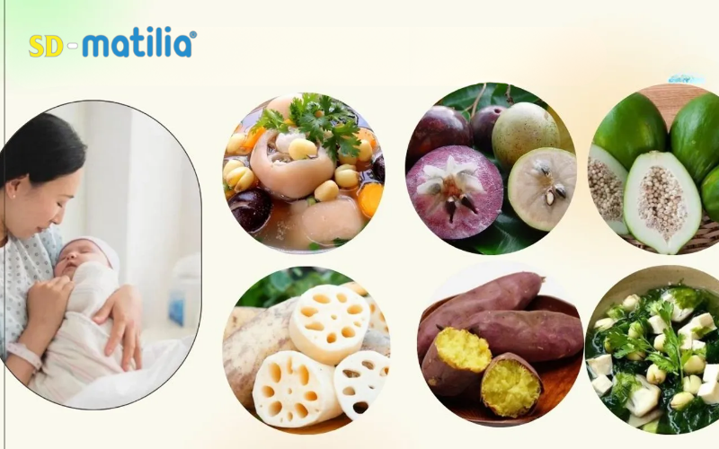 Mẹ nên tăng cường ăn đa dạng các loại thực phẩm tươi, có tính lợi sữa